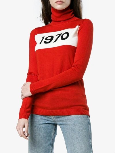 Shop Bella Freud Wool Long Sleeve 1970 Sweater In Red