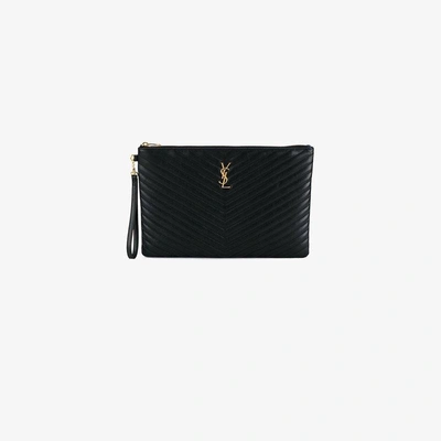 Shop Saint Laurent 'monogram' Clutch In Black