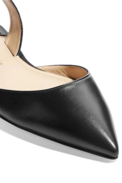 Shop Paul Andrew Rhea Leather Point-toe Flats In Black