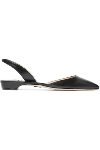 Shop Paul Andrew Rhea Leather Point-toe Flats In Black