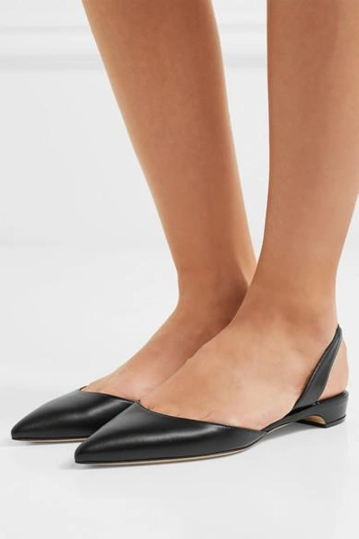 Shop Paul Andrew Rhea Leather Point-toe Flats In Black