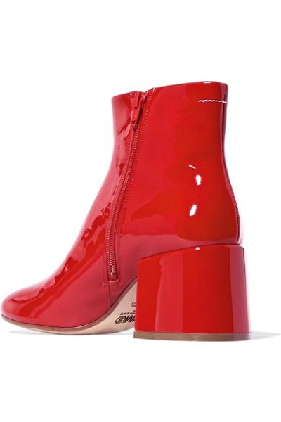 Shop Mm6 Maison Margiela Patent-leather Ankle Boots In Red