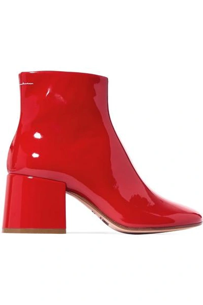 Shop Mm6 Maison Margiela Patent-leather Ankle Boots In Red