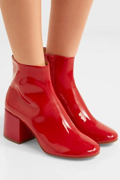 Shop Mm6 Maison Margiela Patent-leather Ankle Boots In Red