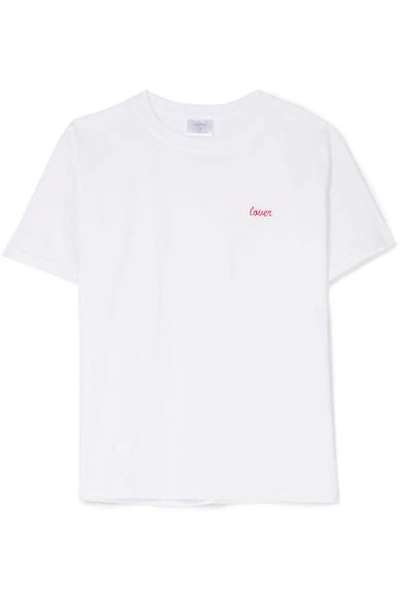 Shop Double Trouble Gang Lover Embroidered Cotton-jersey T-shirt In White