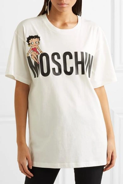 Shop Moschino Betty Boop Oversized Printed Cotton-jersey T-shirt In White