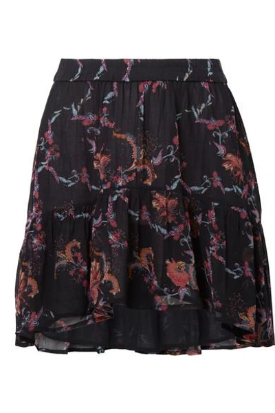 Shop Iro Lilie Printed Georgette Mini Skirt In Black