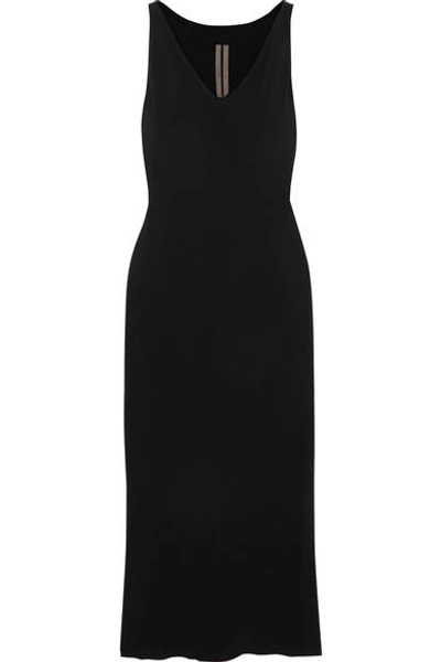 Shop Rick Owens Crepe Midi Dress In Black