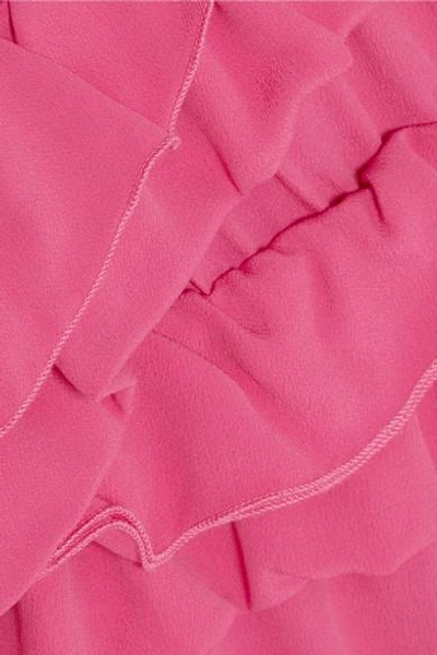 Shop Marni Ruffled Crepe De Chine Top In Pink