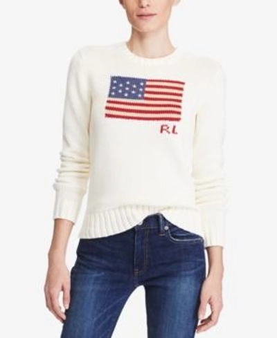 Shop Polo Ralph Lauren Cotton Polo Sweater In Cream Multi