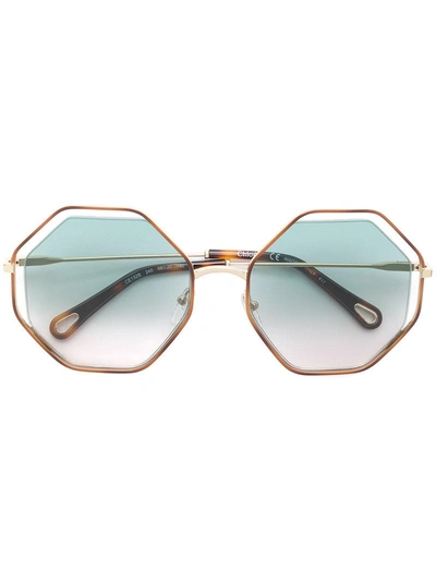 Shop Chloé Eyewear Poppy Sunglasses - Metallic