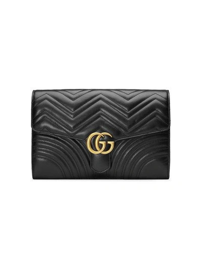 Shop Gucci Black Gg Marmont Leather Clutch Bag