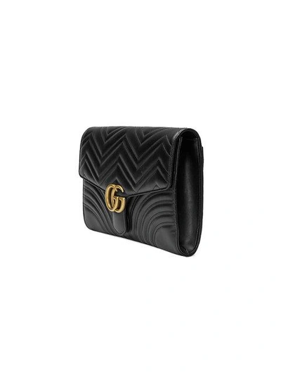 Shop Gucci Black Gg Marmont Leather Clutch Bag