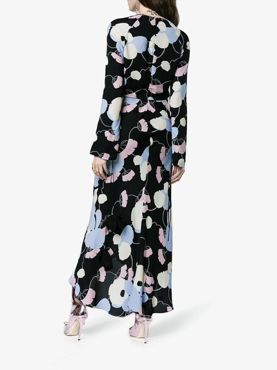 Shop Marni Floral Long Sleeved Maxi Dress In Black