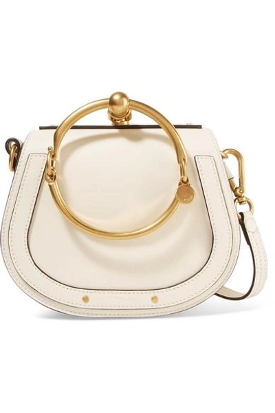Shop Chloé Nile Bracelet Small Leather And Suede Shoulder Bag In Ivory