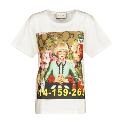 Shop Gucci Ignasi Monreal Print T-shirt In Bianco + Multi