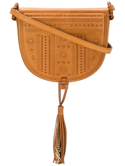 Shop Saint Laurent Decorative Embossed Saddle Bag