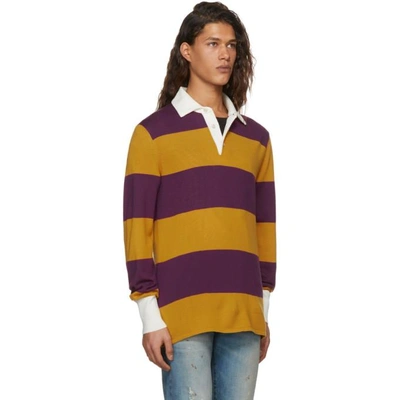 Shop Gucci Purple And Orange Long Sleeve Striped Zest Polo In 5203 Multi