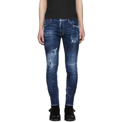 Shop Dsquared2 Blue Skinny Dan Jeans In 470 Navy