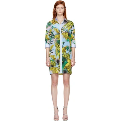 Shop Versace Multicolor Palms Shirt Dress In A7249 Rosa/