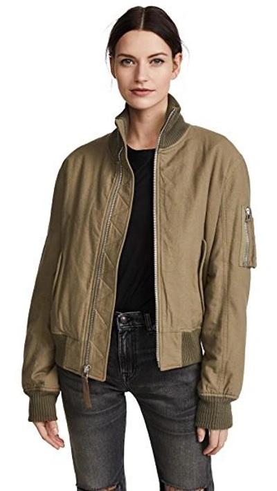 Shop Helmut Lang Re-edition High Collar Bomber Jacket In Army Green