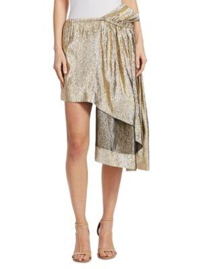 Shop Stella Mccartney Metallic Asymmetric Skirt In Gold