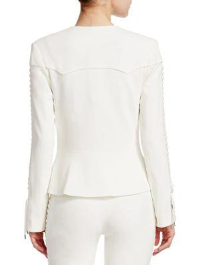 Shop Jonathan Simkhai Crepe Peplum Blazer In Ivory