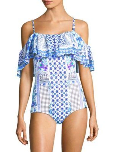 Shop Camilla Rio With Love One-piece Ruffle Bandeau Swimsuit In Salvador Summer