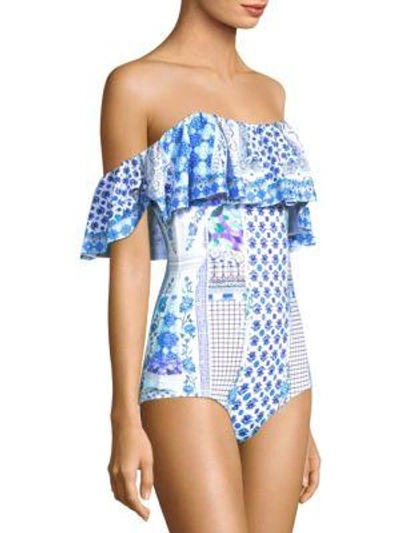 Shop Camilla Rio With Love One-piece Ruffle Bandeau Swimsuit In Salvador Summer
