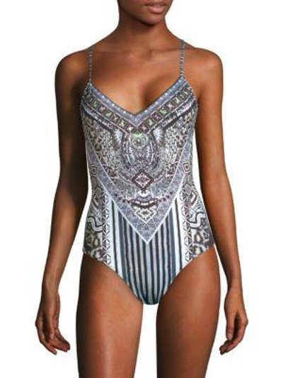 Shop Camilla Rio With Love One-piece V-neck Swimsuit In Tribal Theory