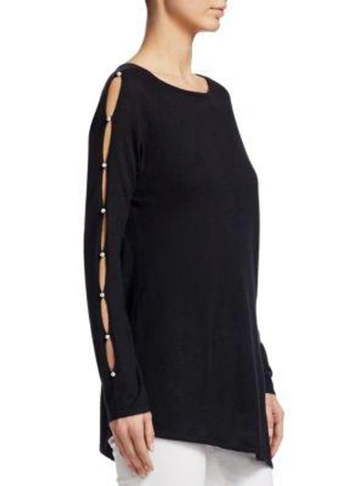 Shop Tse X Sfa Cashmere Pearl-sleeve Top In Black