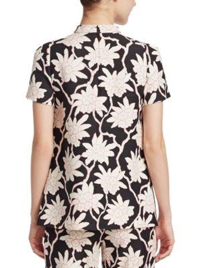 Shop Valentino Rhododendron Floral-print Top In Black