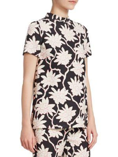 Shop Valentino Rhododendron Floral-print Top In Black