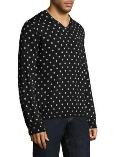 Shop Comme Des Garçons Play Polka Dot Wool Sweater In Black