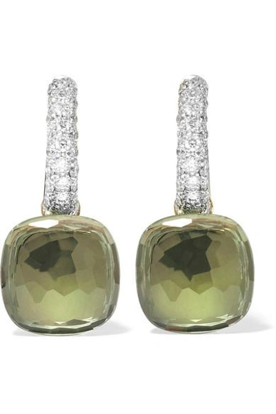 Shop Pomellato Nudo 18-karat White Gold, Prasiolite And Diamond Earrings