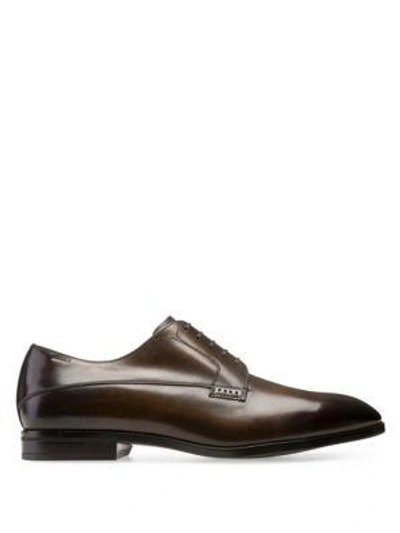 Shop Bally Lantel Lace-up Leather Derbys In Brown