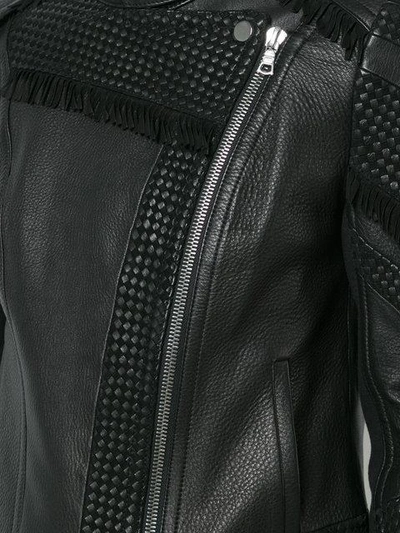 Shop Yigal Azrouël Yigal Azrouel Fringed Moto Jacket - Black