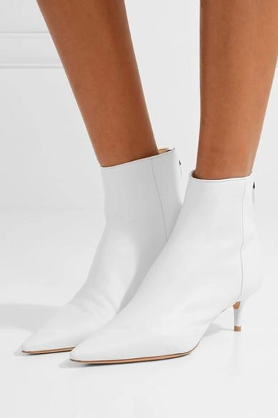 Shop Alexandre Birman Kittie Leather Ankle Boots In White