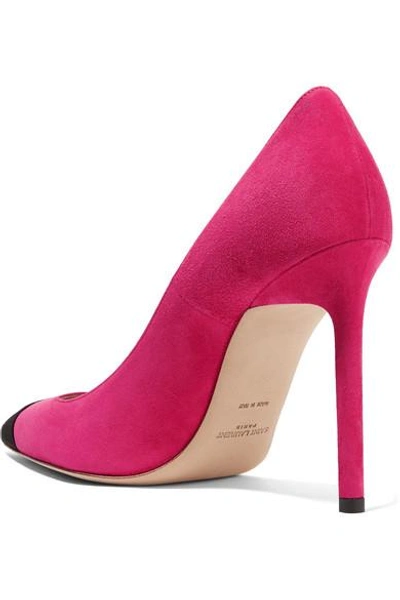 Shop Saint Laurent Anja Two-tone Suede Pumps In Fuchsia