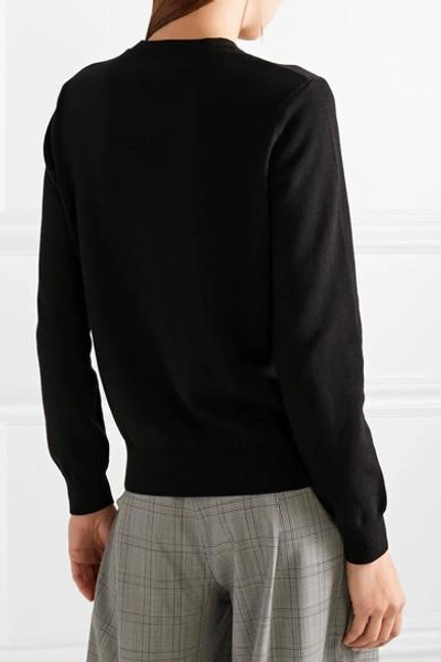 Shop Kenzo Embroidered Cotton Sweater In Black