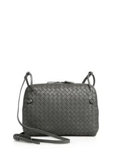 Shop Bottega Veneta Small Pillow Intrecciato Leather Crossbody Bag In Dark Grey