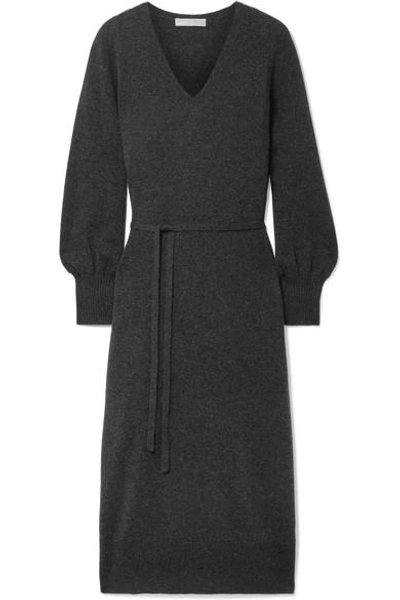 Shop Vince Wool And Cashmere-blend Midi Dress In Charcoal