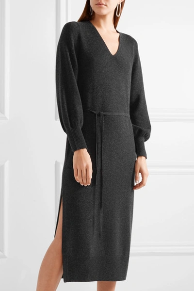Shop Vince Wool And Cashmere-blend Midi Dress In Charcoal