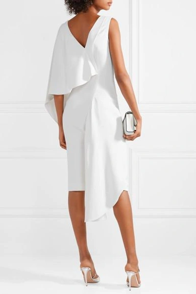 Shop Cushnie Et Ochs Leta Draped Stretch-cady Midi Dress In White