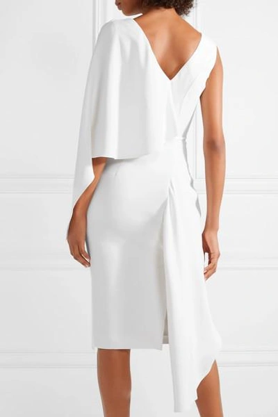 Shop Cushnie Et Ochs Leta Draped Stretch-cady Midi Dress In White