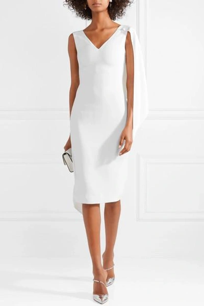 Shop Cushnie Et Ochs Leta Draped Stretch-cady Midi Dress In White