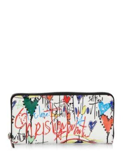 Shop Christian Louboutin Panettone Printed Wallet In White-silver