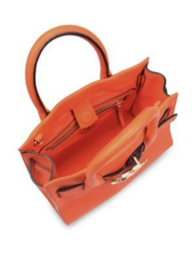 Shop Tory Burch Gemini Link Small Leather Satchel In Spicy Orange