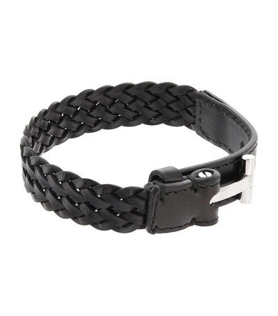Shop Tom Ford Woven Leather Bracelet In Brown