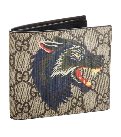 Shop Gucci Wolf Bifold Wallet In Beige